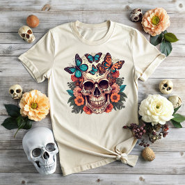 Camiseta Halloween Floral Skull