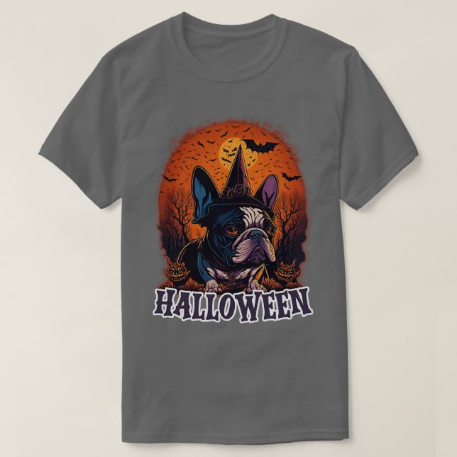 Camiseta halloween french buldog 10 (Frente do Design)