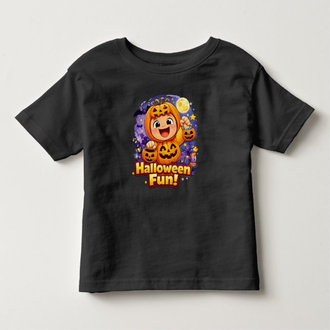 Camiseta Halloween Fun Cute Baby Pumpkin Illustration (Frente)