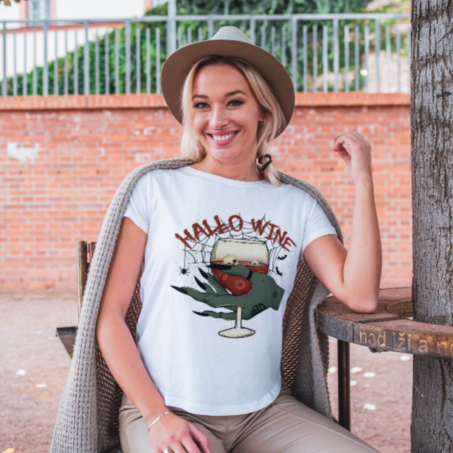 CAMISETA HALLOWEEN FUNNEN HALLO-WINE LOVER (Criador carregado)