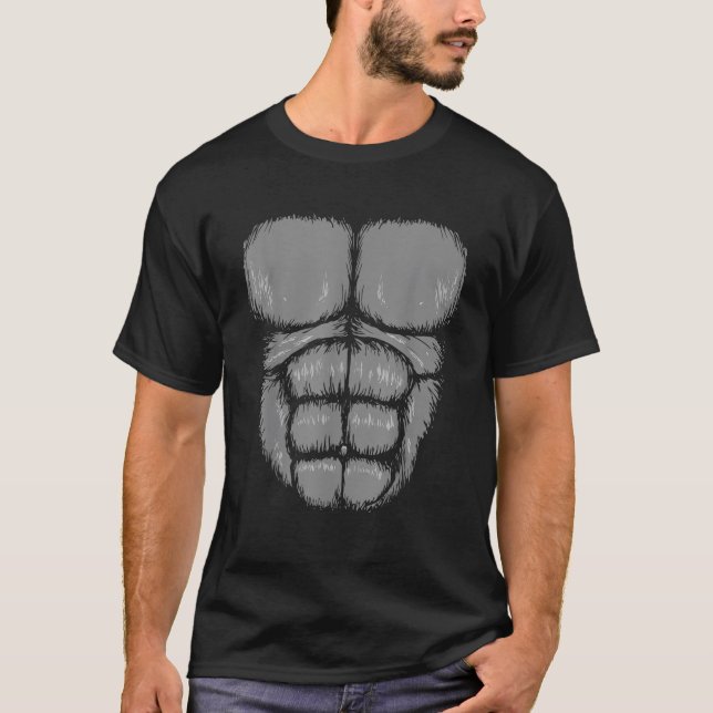 Camiseta Halloween Funny Gorilla Monkey Belly Chest Costume (Frente)