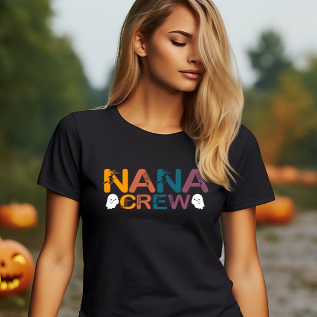 CAMISETA HALLOWEEN FUNNY NANA TRIPULAÇÃO (FUNNY HALLOWEEN NANA CREW
)