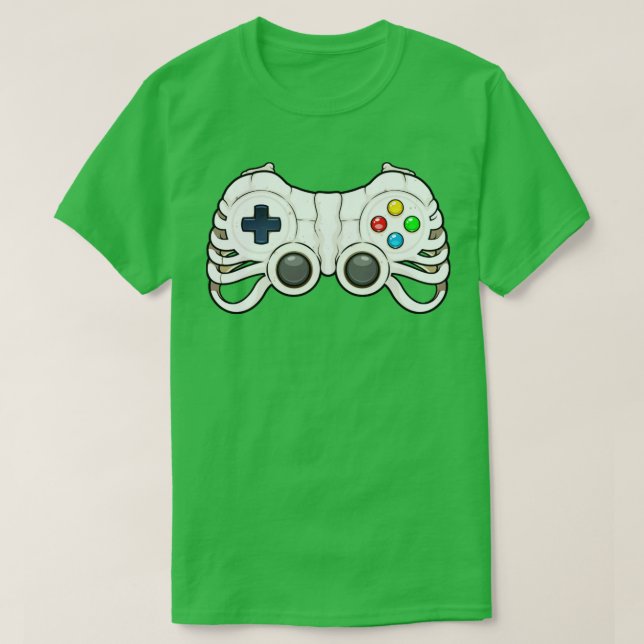 Camiseta Halloween Gamer Skeleton Controller Video Gamer Ki (Frente do Design)