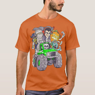 Camiseta Halloween Gamer Skeleton Zombie Monster Truck Funt