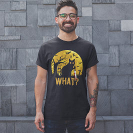 Camiseta Halloween Gato Negro What?