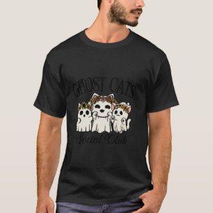 Camiseta Halloween Ghost Cat Social Club Retro Spooky Cat S