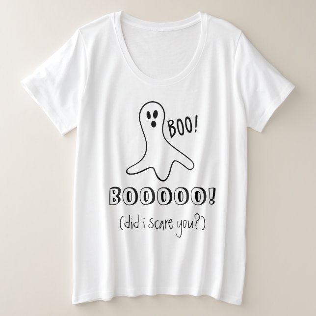 Camiseta Halloween Ghost Dizendo BOO Eu Te Assustei (Frente do Design)