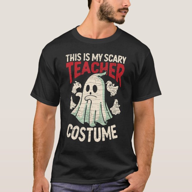 Camiseta Halloween Ghost Esta É Minha Capa Assustadora De P (Frente)