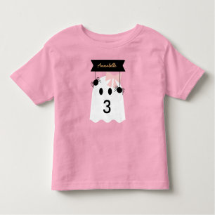 Camiseta Halloween Ghost Girl Pink Ribbon Aniversário
