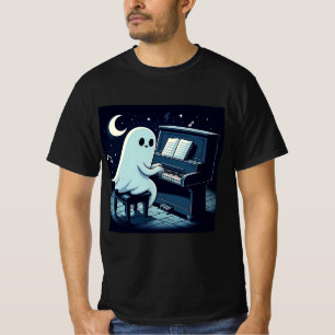 Camiseta Halloween Ghost Jogando Piano Engraçado