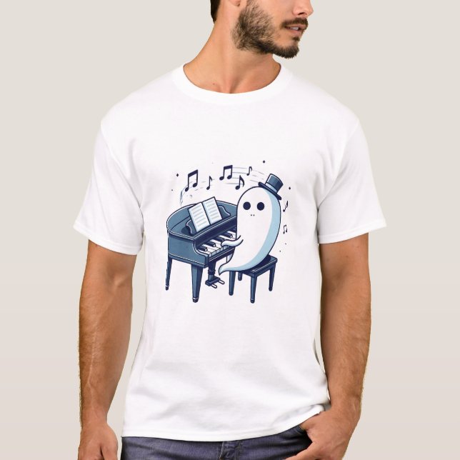 Camiseta Halloween Ghost Piano Cute Spooky Music Amadurece  (Frente)