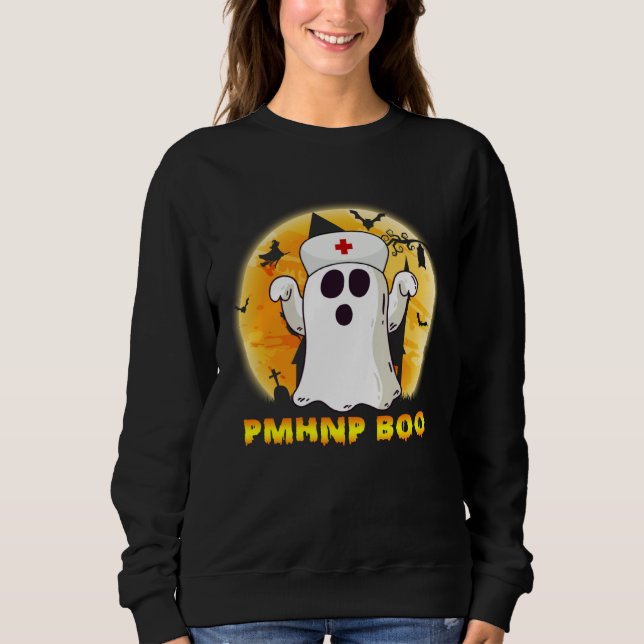 Camiseta Halloween Ghost PMHNP Boo Nurse Nursing Medical Me (Frente)