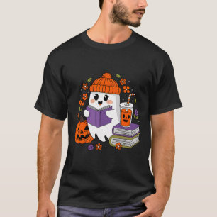 Camiseta Halloween Ghost Reading Book Amadurece Ghost Coffe