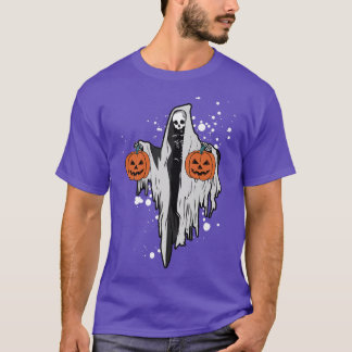 Camiseta Halloween Ghost Skeleton Scary Pumpkin Face Spooky