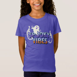 Camiseta Halloween Ghost Spooky Vibes Typografia Lettering
