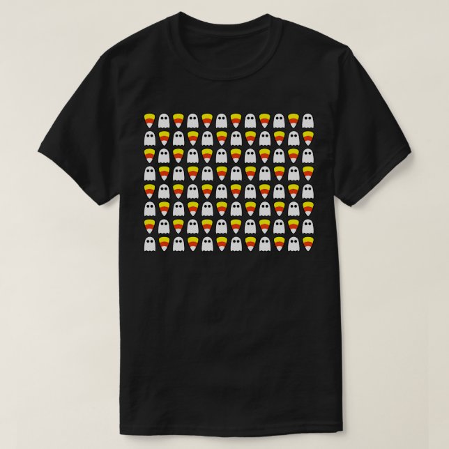 Camiseta Halloween Ghosts e Candy Corn (Frente do Design)