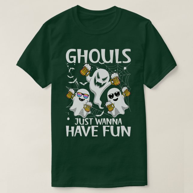 Camiseta Halloween Ghouls Só Quer Divertir-Se Com Fantasmas (Frente do Design)
