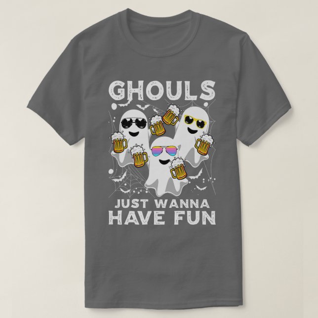 Camiseta Halloween Ghouls Só Quer Divertir-Se Com Fantasmas (Frente do Design)