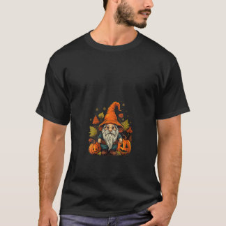 Camiseta Halloween Gnome Bonito Outono Decote em V