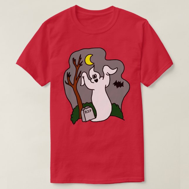Camiseta Halloween Graveyard Ghost (Frente do Design)