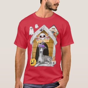 Camiseta Halloween Greyhound Dog Witch Assaltou Casa T-Shir