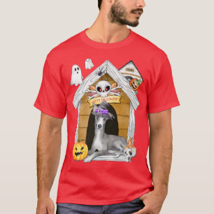 Camiseta Halloween Greyhound Dog Witch Assombrou Casa