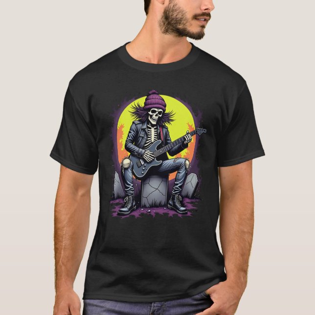 Camiseta Halloween Grunge Skeleton (Frente)