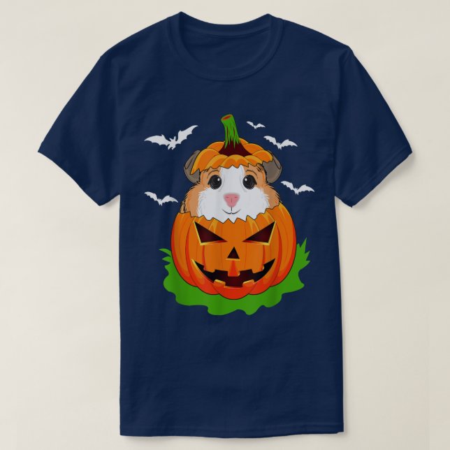 Camiseta Halloween Guiné Pig Amante Grunge Pumpkin Boys Gi (Frente do Design)