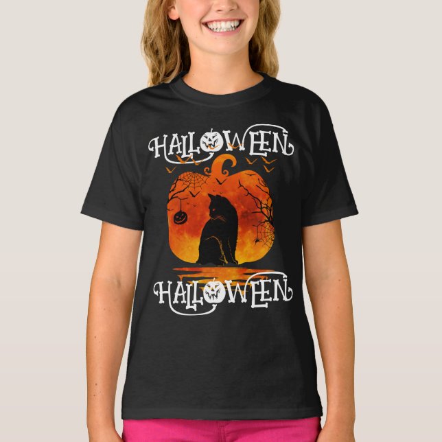 CAMISETA HALLOWEEN HALLOWEEN CAT BLACKIN (Frente)