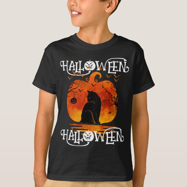 CAMISETA HALLOWEEN HALLOWEEN CAT BLACKIN (Frente)
