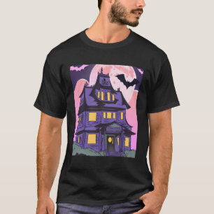 Camiseta Halloween Hauneen House Bats Moon Emo Gótico