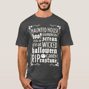 Camiseta Halloween Hauneen House Engraçado Scary Ghost Grav