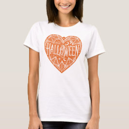 Camiseta Halloween Heart, Orange Heart Shape, Holiday