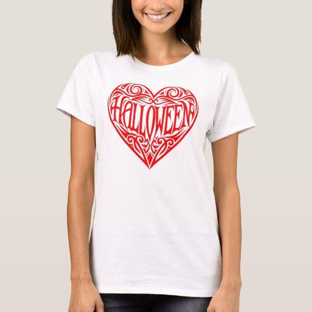 Camiseta Halloween Heart, Red Heart, Holiday (Frente)