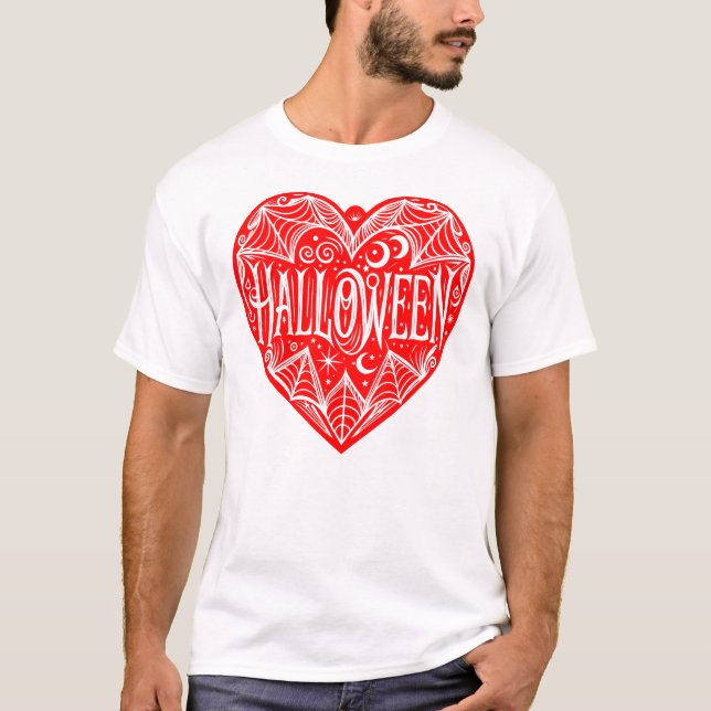 Camiseta Halloween Heart, Red Heart Shape, Holiday (Frente)