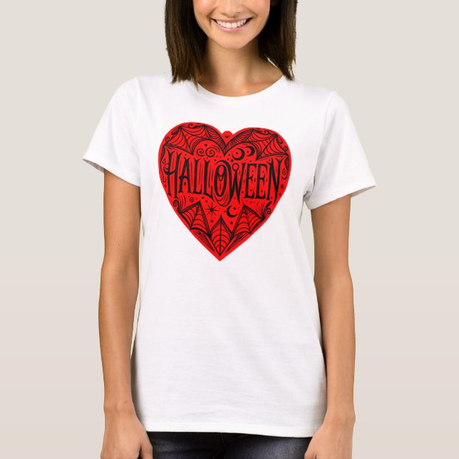 Camiseta Halloween Heart, Red Heart Shape, Holiday (Frente)