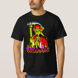 Camiseta Halloween Horror Red Yellow Grim Reaper Monster