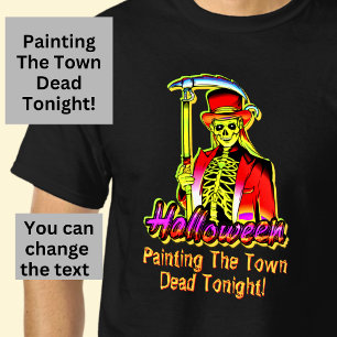 Camiseta Halloween Horror Red Yellow Grim Reaper Monster