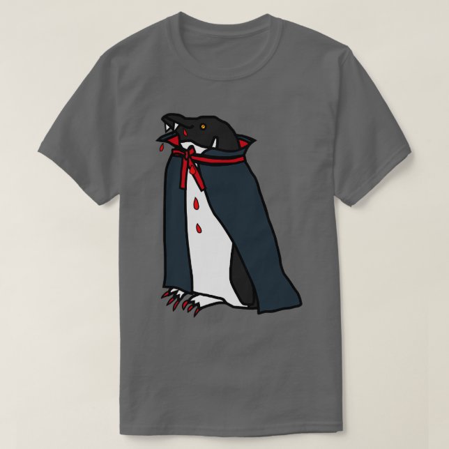 Camiseta Halloween Horror Vampire Penguin (Frente do Design)