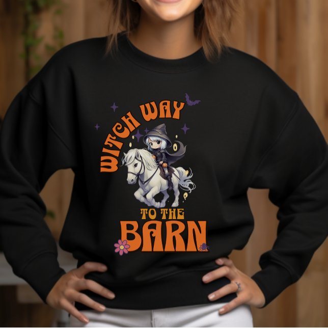 Camiseta Halloween Horse Witch Way to the Barn (Criador carregado)