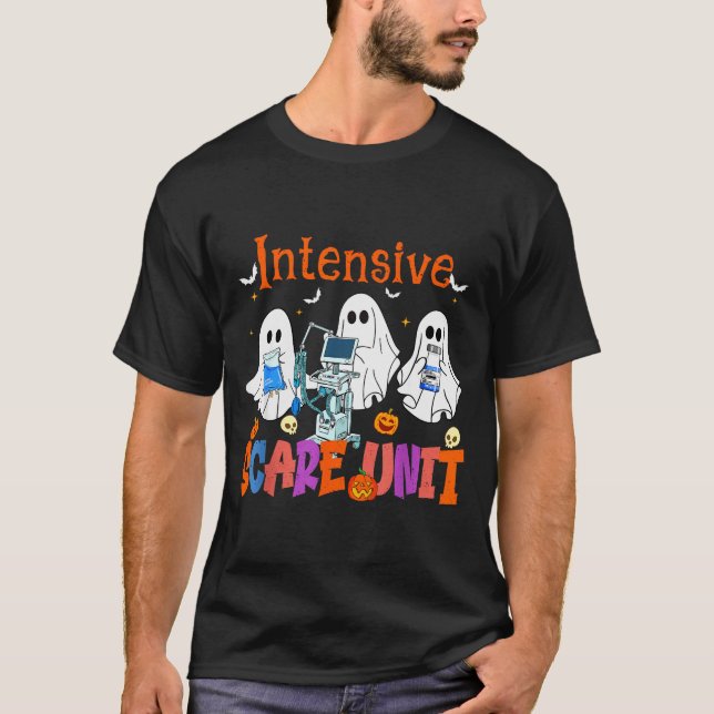 Camiseta Halloween Intensive Care E Unit Ghost Nurse Icu Nu (Frente)