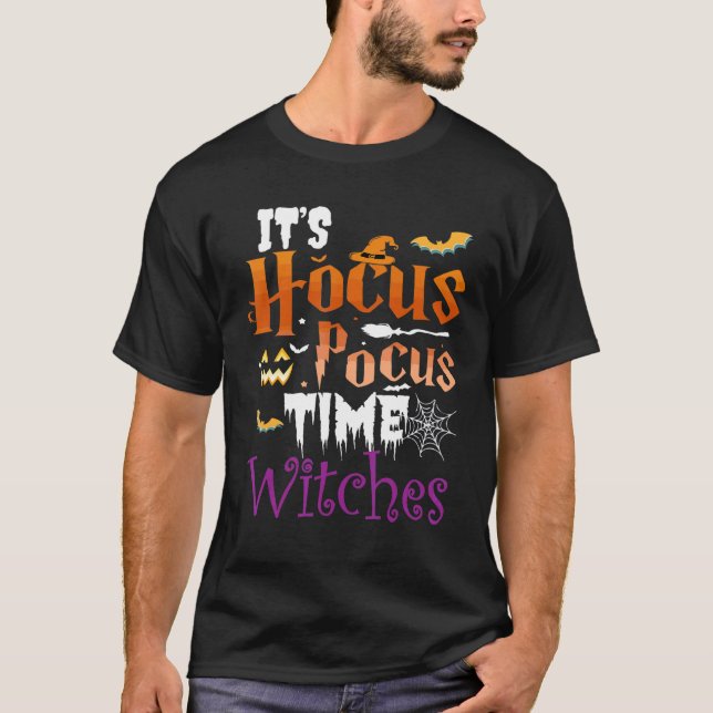 Camiseta Halloween It's Hocus Pocus Time Witches Girls ladi (Frente)