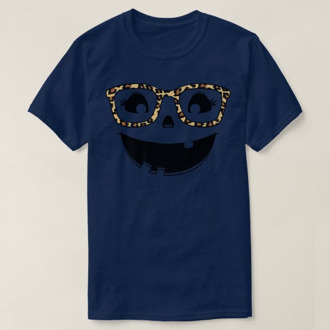 Camiseta Halloween Jack O Lanterna Pumpkin Face Leopardo Ra (Frente do Design)