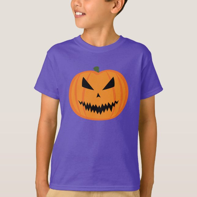 Camiseta Halloween Jack O'Lanterna mau de abóbora (Frente)