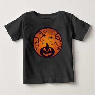 Camiseta Halloween Jack ou lanterna abóbora face e aranha
