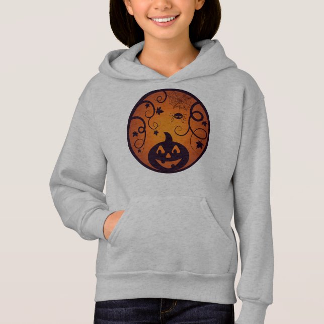 Camiseta Halloween Jack ou lanterna abóbora face e aranha (Frente)