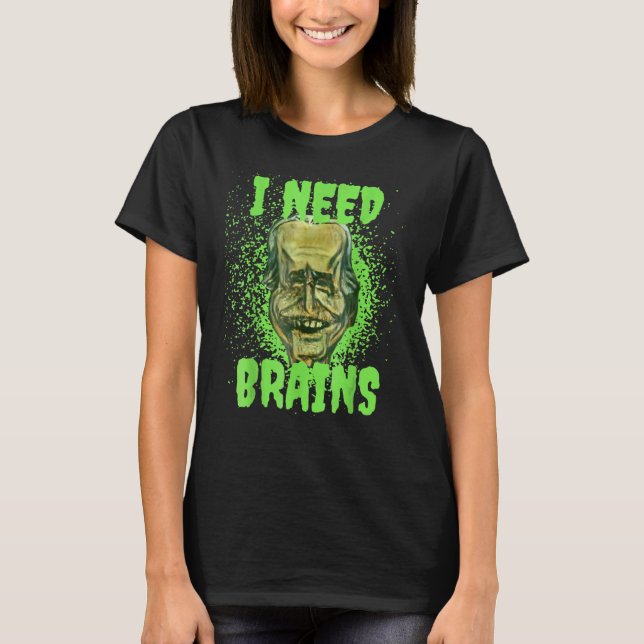 Camiseta Halloween Joe Boden I Need Brains Zombie (Frente)