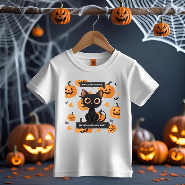 Camiseta Halloween Kids Tee - Design de Gato Cute Personali (Criador carregado)
