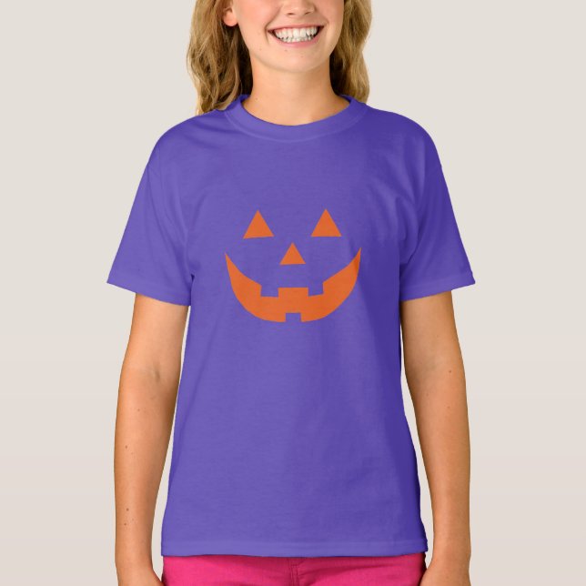 Camiseta Halloween laranja Jack o lanterna abóbora encarna  (Frente)