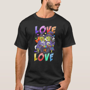Camiseta Halloween LGBT Witch Love é Love Rainbow Pride